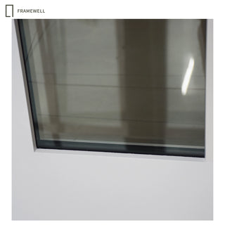 32 x 80 White Prime Front Entry Door Kit, 8-Lite Clear Glass, Knock-Down Vinyl Frame with Brickmould, Hinges & Threshold