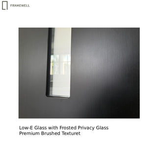 36 x 80 Smooth Texture 3-Lite fiber reinforced Entry Door, with Brickmould, vinyl frame, Low-E Clear Glass + Frosted Glass