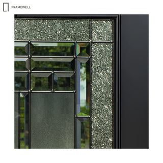 3/4-Lite 1-Panel Decorative Glass Entry Door Kit with One Sidelite, Knock-Down Vinyl Frame, Brickmould, Hinges & Threshold