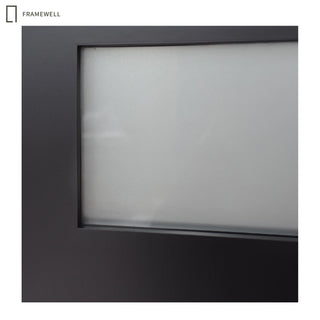 Black 5-Lite Frosted Glass Entry Door Kit with Two Sidelights, Knock-Down Vinyl Frame, Brickmould, Hinges and Threshold