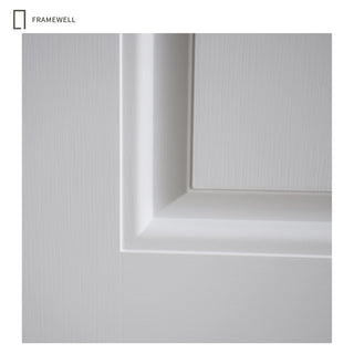 36 x 80 Smooth Fiberglass Entry Door Kit,  Knock-Down Vinyl Frame with Brickmould, Hinges, Threshold, 3/4-Lite Clouded Privacy Glass