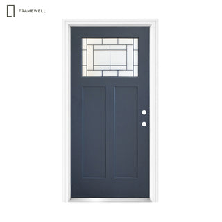 36 x 80 Front Door Kit, Smooth Texture Knock‑Down Vinyl Frame with Brickmould, Hinges, Threshold