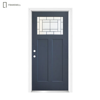 36 x 80 Front Door Kit, Smooth Texture Knock‑Down Vinyl Frame with Brickmould, Hinges, Threshold