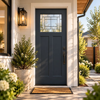 36 x 80 Front Door Kit, Smooth Texture Knock‑Down Vinyl Frame with Brickmould, Hinges, Threshold
