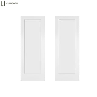 1-Panel Shaker Style White Primed Solid Core Swing Door Slab, NOT Pre-drilled and NOT Included Hardware, Pre-Assembled Interior Door for bedrooms, pantries, bathrooms, laundry rooms, closets and wine cabinets