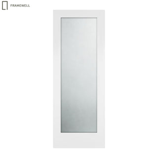 1-Lite Frosted Glass Shaker Style White Primed Solid Core Swing Door Slab, NOT Pre-drilled and NOT Included Hardware, Pre-Assembled Interior Door for bedrooms, pantries, bathrooms, laundry rooms, closets and wine cabinets